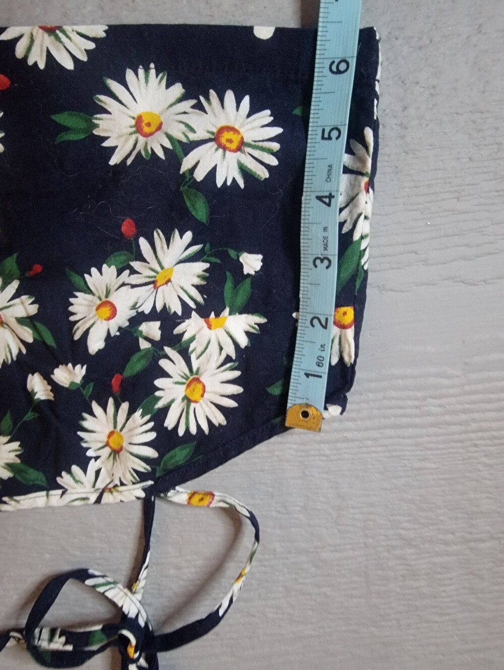 ♡Zaful Navy Daisy Print Tie-Strap Tube Top Size Small C-20 - Picture 2 of 3